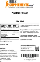 Label for Plantain Extract