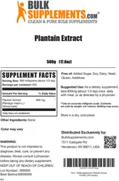 Label for Plantain Extract