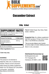 Label for Cucumber Extract