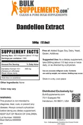 Label for Dandelion Extract