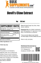 Label for Devil's Claw Extract
