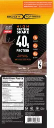Label for High Protein Shake Protein 40 g Chocolate