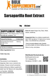 Label for Sarsaparilla Root Extract