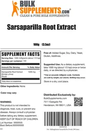 Label for Sarsaparilla Root Extract