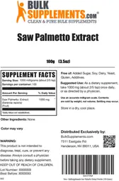 Label for Saw Palmetto Extract