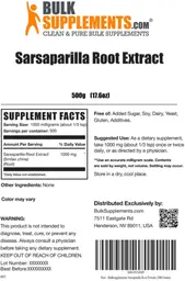 Label for Sarsaparilla Root Extract
