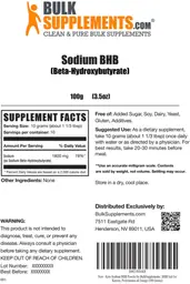 Label for Sodium BHB