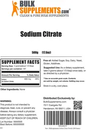 Label for Sodium Citrate
