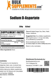 Label for Sodium D-Aspartate