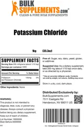Label for Potassium Chloride
