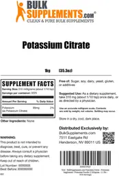 Label for Potassium Citrate