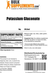 Label for Potassium Gluconate