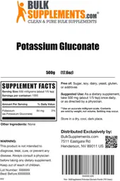 Label for Potassium Gluconate