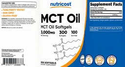 Label for MCT Oil 3,000 mg Softgels