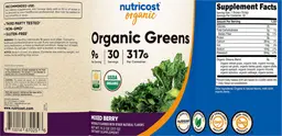 Label for Organic Greens Mixed Berry