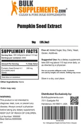 Label for Pumpkin Seed Extract