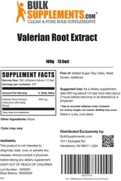 Label for Valerian Root Extract