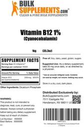 Label for Vitamin B12 1% (Cyanocobalamin)