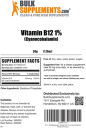 Label for Vitamin B12 1% (Cyanocobalamin)