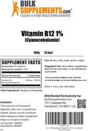 Label for Vitamin B12 1% (Cyanocobalamin)