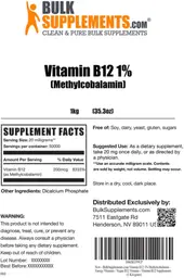 Label for Vitamin B12 1% (Methylcobalamin)