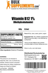 Label for Vitamin B12 1% (Methylcobalamin)