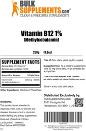 Label for Vitamin B12 1% (Methylcobalamin)
