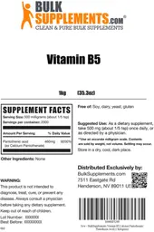 Label for Vitamin B5
