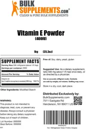 Label for Vitamin E Powder (400 IU)