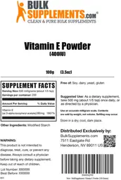 Label for Vitamin E Powder (400 IU)