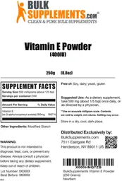 Label for Vitamin E Powder (400 IU)