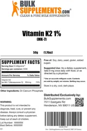 Label for Vitamin K2 1% (MK-7)