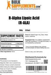 Label for R-Alpha Lipoic Acid