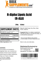 Label for R-Alpha Lipoic Acid