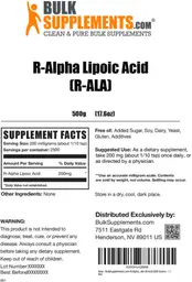 Label for R-Alpha Lipoic Acid