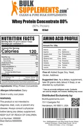 Label for Whey Protein Concentrate 80%