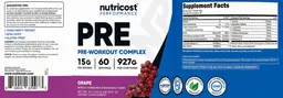 Label for PRE Pre-Workout Complex Grape