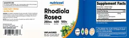 Label for Rhodiola Rosea 250 mg Unflavored