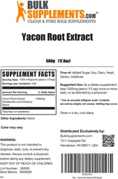 Label for Yacon Root Extract