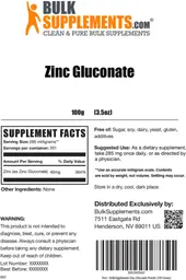 Label for Zinc Gluconate