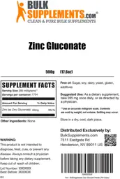 Label for Zinc Gluconate