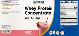Label for Whey Protein Concentrate 25 g Strawberry Milkshake