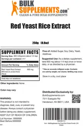 Label for Red Yeast Rice Extract