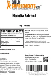 Label for Hoodia Extract