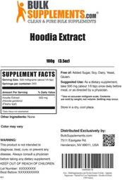 Label for Hoodia Extract