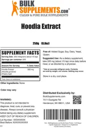 Label for Hoodia Extract