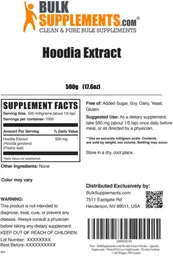Label for Hoodia Extract