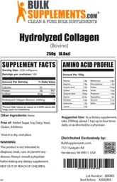 Label for Hydrolyzed Collagen (Bovine)