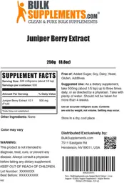 Label for Juniper Berry Extract