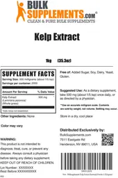 Label for Kelp Extract